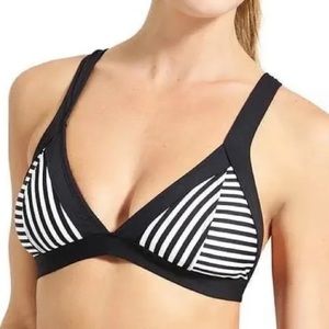 ATHLETA I Bikini Top Montauk Stripe Black & White Small